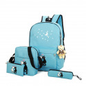 Рюкзак школьный, синий. Кошки. Набор: пенал, сумка, рюкзак.