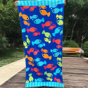 Полотенце махровое детское, синее. Рыбки. 150*75 см