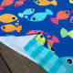 Полотенце махровое детские, синее. Рыбки. 150*75 см