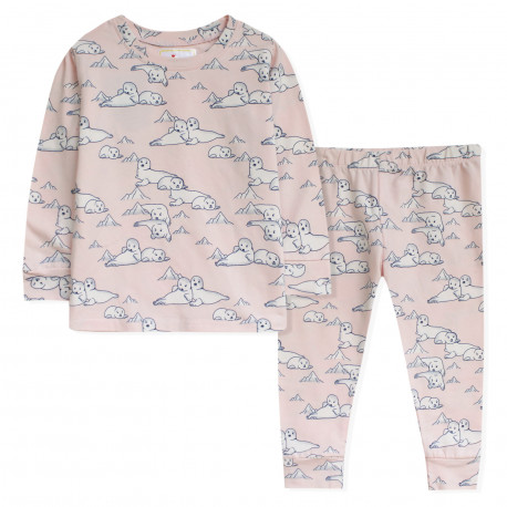 Пижама для девочки, розовая. Тюлени.