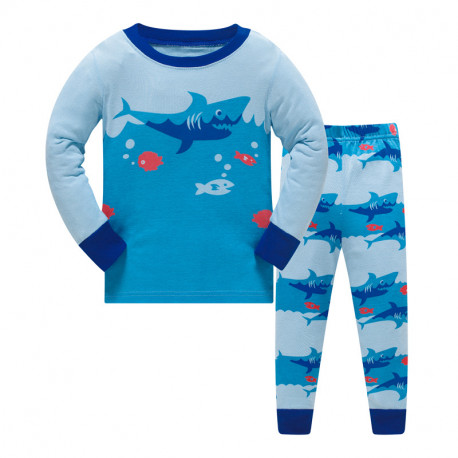 Пижама для мальчика, голубая. Акула. 