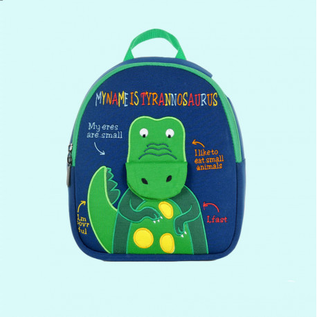 Детский рюкзак, синий. Зеленый крокодил.