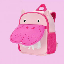 Детский рюкзак, розовый. Бегемот.