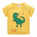 Футболка для мальчика, желтая. Зеленый динозавр.