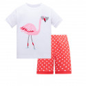 Пижама для девочки, коралловая. Розовый фламинго.