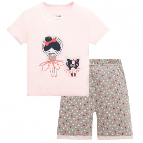 Пижама для девочки, розовая. Балерина и собачка.