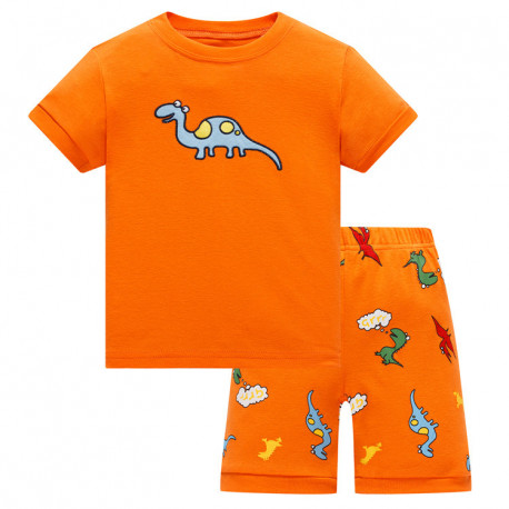 Пижама для мальчика, оранжевая. Веселый динозаврик.