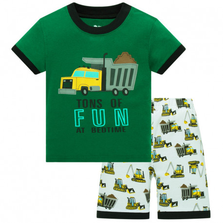 Пижама для мальчика, зеленая. Грузовик.