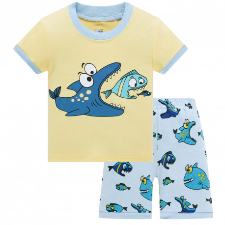 Пижама для мальчика, желтая. Рыбки.