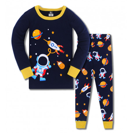 Пижама для мальчика, синяя. Астронавт в космосе.