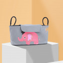 Сумка - багажник для коляски, карман на коляску, с крышкой. Слон розовый.