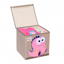 Складной ящик для игрушек с крышкой. Розовый Динозавр.