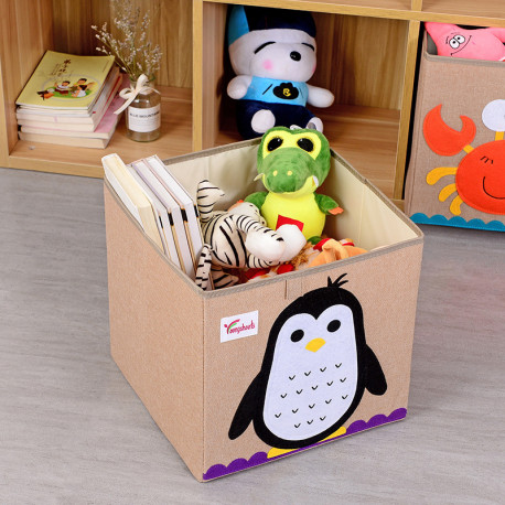 Складной ящик для игрушек, коричневая. Пингвин 