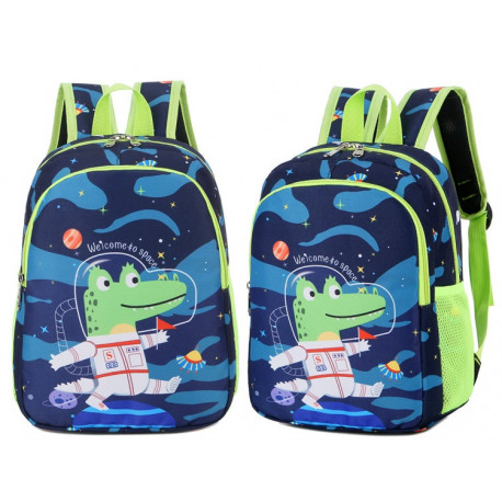 Детский рюкзак, синий. Крокодил-космонавт.