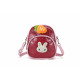 Детская сумочка-рюкзак, с паетками, красный. Кролик и морковка.