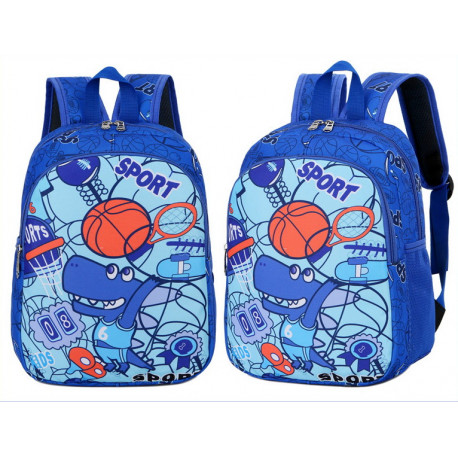 Детский рюкзак, синий. Крокодил-баскетболист.