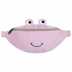 Сумка детская, поясная сумка, розовая. Веселая лягушка.