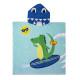 Полотенце пончо, голубое. Крокодил - серфер. 60*60 см.