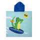 Полотенце пончо, голубое. Крокодил - серфер. 60*60 см.
