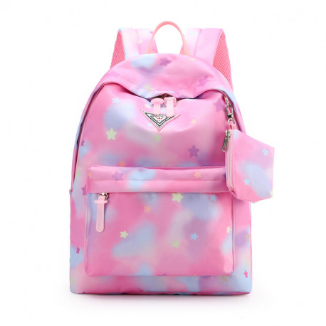 Рюкзак, городской рюкзак, школьный, розовый. Звезды и градиент.