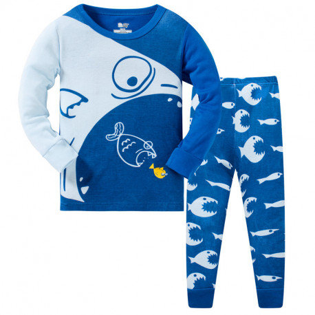 Пижама для мальчика, синяя. Рыбьи гонки.