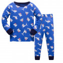 Піжама для хлопчика синя. Акули у новорічних шапочках.