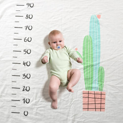 Одеяло ростомер, для новорожденных. 120*150 см. Кактусы. Хлопок 100%.