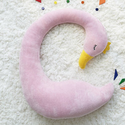 Подушка под шею, игрушка, розовая. Лебедь.