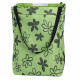 Корзина-сумка для белья, игрушек, зеленая. Нарисованные цветы.