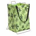 Корзина-сумка для белья, игрушек, зеленая. Нарисованные цветы.