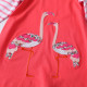 Платье для девочки, коралловое. Два розовых фламинго.