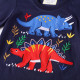 Кофта для мальчика, реглан, темно-синяя. Стегозавр и трицератопс.