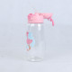 Бутылка с чехлом пластиковая, поильник, розовая. Фламинго с шариком. 480 мл.