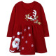 Платье для девочки, красное. Дед Мороз и олень.