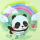 Ночная рубашка для девочки, ночнушка, желтая. Панда и радуга.