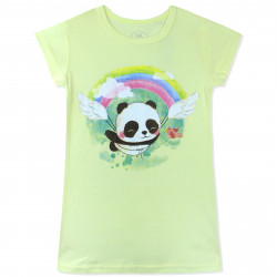 Нічна сорочка для дівчинки, ночнушка, жовта. Панда і веселка.