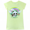 Ночная рубашка для девочки, ночнушка, желтая. Панда и радуга.