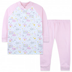 Пижама для девочки, розовая. Тучки.