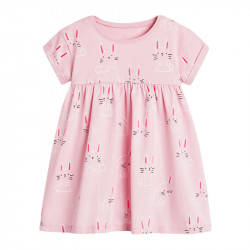 Сукня для дівчинки, рожева. Цікаві зайчики.