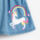 Юбка для девочки, джинсовая. Единорог и радуга.