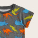Пижама для мальчика, серая. Разноцветные динозавры.