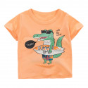 Футболка для мальчика, оранжевая. Крокодил-серфер.