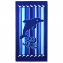 Рушник банний, синій. дельфін. 70 см * 150 см. Мікрофібра.