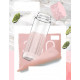 Бутылка стеклянная с силиконовой вставкой, розовая. Обмотка. 350 мл.