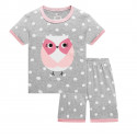 Пижама для девочки, серая. Розовая сова.