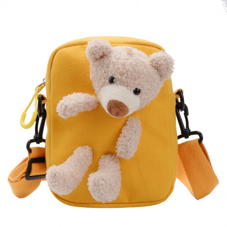 Сумка детская, сумка через плечо, желтая. Мишка Тедди.