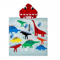 Полотенце-пончо, пончо, голубое. Семья динозавров. 60*70 см. Хлопок.