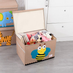 Складной ящик для игрушек с крышкой, бежевый. Пчелка.