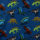 Костюм для мальчика, синий. Скелеты динозавры.