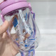 Бутылка с рожками детская пластиковая, поильник, голубая. Енотик. 400 мл.